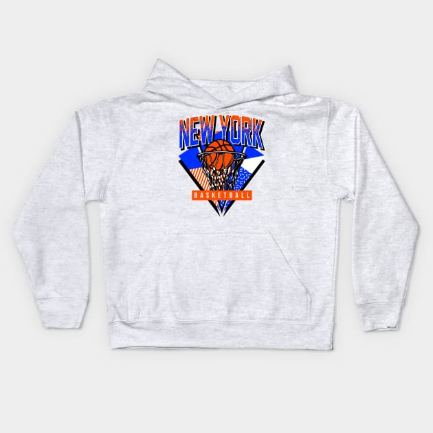 New York Basketball 90s Throwback Kids Hoodie by funandgames